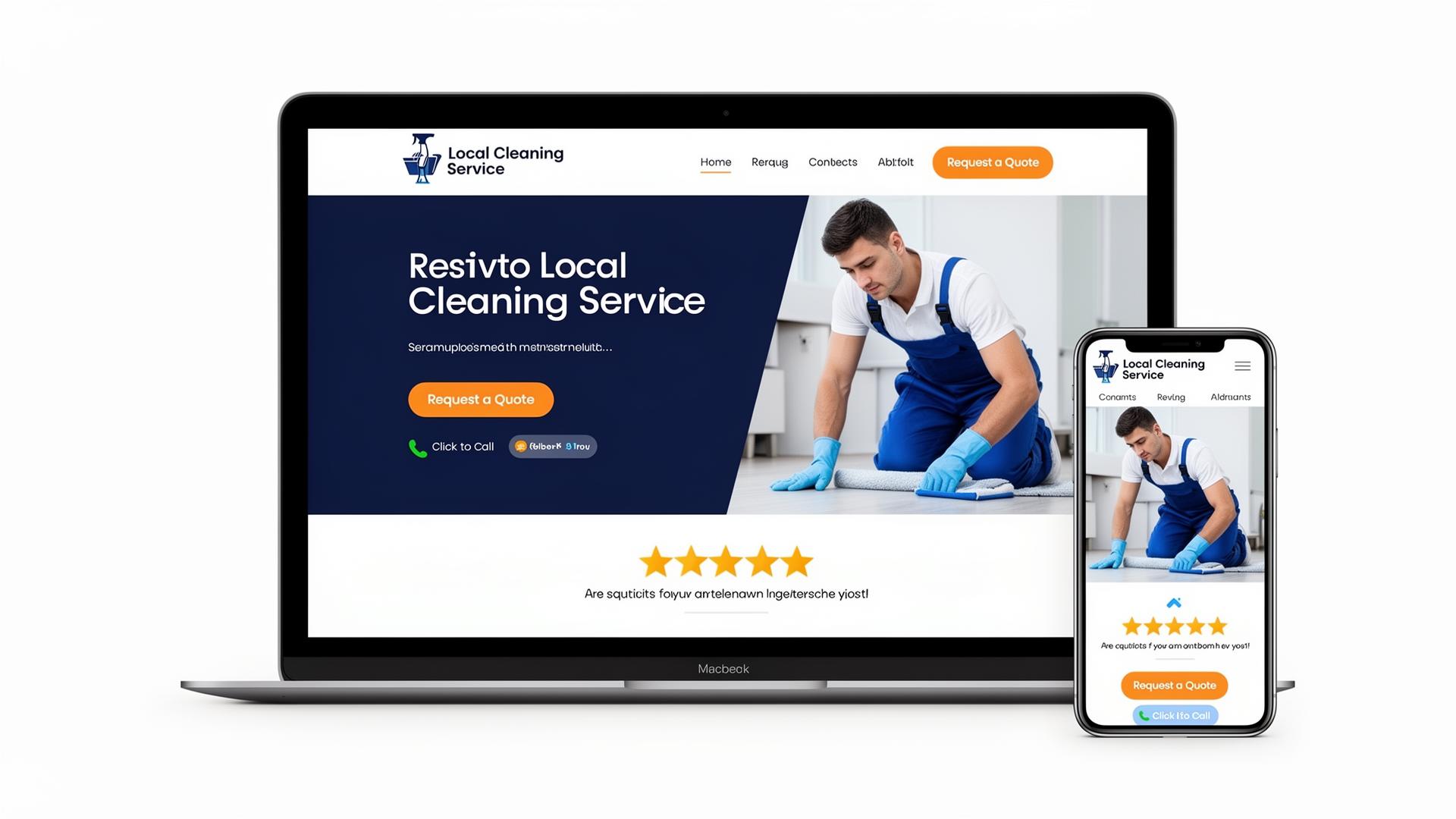 Premium local business website mockup on laptop and phone